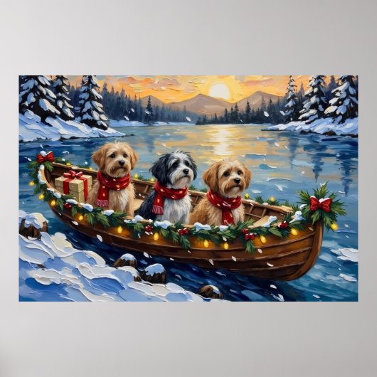 Lhasa Apso Christmas Boat Holiday Poster (Voorkant)