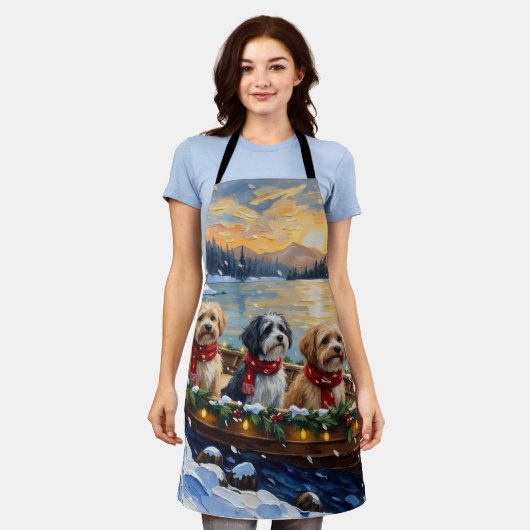 Lhasa Apso Christmas Boat Holiday Schort (Gedragen)