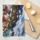 Lhasa Apso Christmas Boat Holiday Theedoek (Quarter Fold)