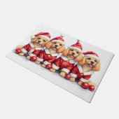 Lhasa Apso Christmas Dress Santa Hat Deurmat (Schuin)