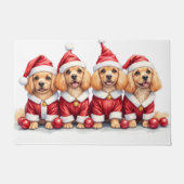 Lhasa Apso Christmas Dress Santa Hat Deurmat (Voorkant)