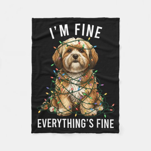 Lhasa Apso Christmas I'm Fine Everything Is Fine  Fleece Deken (Voorkant)