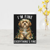 Lhasa Apso Christmas I'm Fine Everything Is Fine Kaart (Gele Bloem)