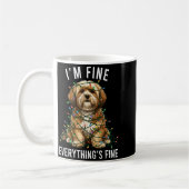 Lhasa Apso Christmas I'm Fine Everything Is Fine Koffiemok (Links)