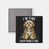 Lhasa Apso Christmas I'm Fine Everything Is Fine  Magneet (Voorkant / Achterkant)