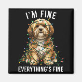 Lhasa Apso Christmas I'm Fine Everything Is Fine Magneet (Voorkant)