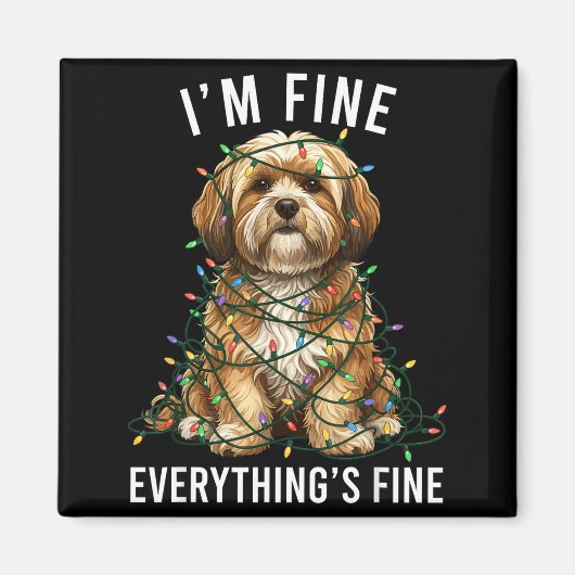 Lhasa Apso Christmas I'm Fine Everything Is Fine  Magneet (Voorkant)