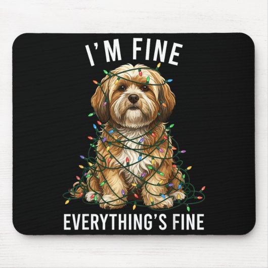 Lhasa Apso Christmas I'm Fine Everything Is Fine Muismat (Voorkant)