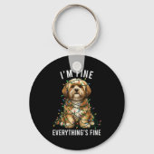 Lhasa Apso Christmas I'm Fine Everything Is Fine Sleutelhanger (Voorkant)