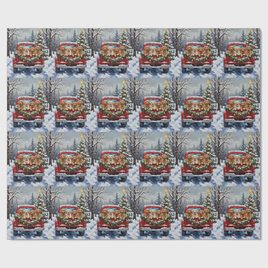 Lhasa Apso Christmas Red Truck Holiday Cadeaupapier (Vlak)