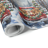 Lhasa Apso Christmas Red Truck Holiday Cadeaupapier (Rol Hoek)