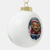 Lhasa Apso Christmas Red Truck Holiday Keramische Bal Ornament (Links)