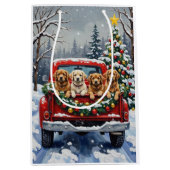 Lhasa Apso Christmas Red Truck Holiday Medium Cadeauzakje (Voorkant)