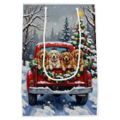 Lhasa Apso Christmas Red Truck Holiday Medium Cadeauzakje (Achterkant)