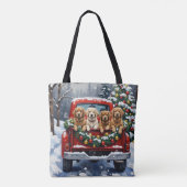 Lhasa Apso Christmas Red Truck Holiday Tote Bag (Achterkant)