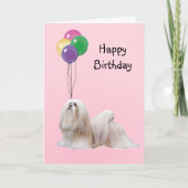 Lhasa Apso, de Ballons van de Verjaardag Kaart (Voorkant)