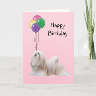 Lhasa Apso, de Ballons van de Verjaardag Kaart