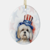 Lhasa Apso Dog, 4th of july Personalized Keramisch Ornament (Rechts)