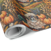 Lhasa Apso Dog Autumn Harvest Thanksgiving Cadeaupapier (Rol Hoek)