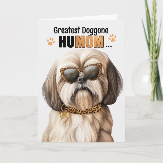 Lhasa Apso Dog Beste HuMOM ooit Moederdag Feestdagen Kaart (Voorkant)