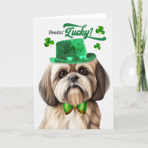 Lhasa Apso Dog Feelin' Lucky St Patrick's Day Feestdagen Kaart