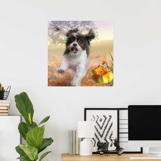 Lhasa Apso Dog HOGE TAIL HOME Poster (Thuiskantoor)