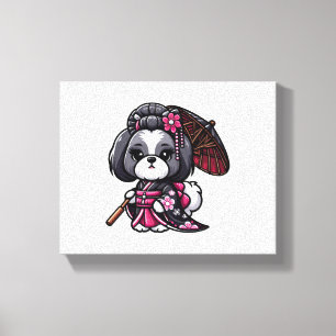 Lhasa Apso Dog Kimono Canvas Afdruk