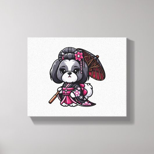Lhasa Apso Dog Kimono Canvas Afdruk (Voorkant)