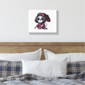 Lhasa Apso Dog Kimono Canvas Afdruk (Insitu (Slaapkamer))