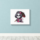 Lhasa Apso Dog Kimono Canvas Afdruk (Insitu (Houten vloer))
