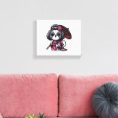 Lhasa Apso Dog Kimono Canvas Afdruk (Insitu (Woonkamer))