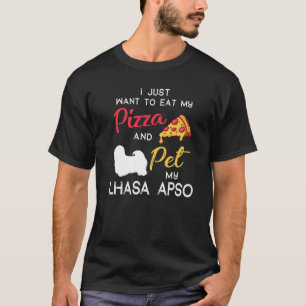 Lhasa Apso Dog Pizza eigenaar kerstdag T-shirt