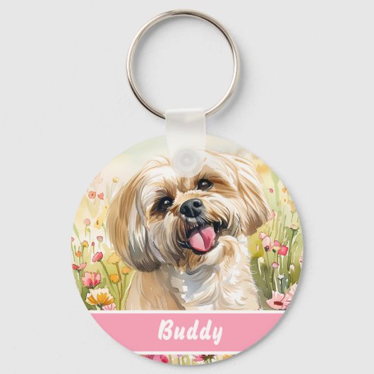 Lhasa Apso Dog Tag – Custom Info Sleutelhanger (Voorkant)