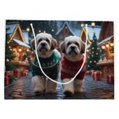 Lhasa Apso Dogs Christmas Snow Holiday Groot Cadeauzakje (Achterkant)