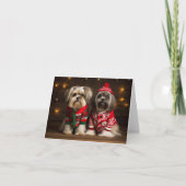 Lhasa Apso Dogs Kerst Kaart (Voorkant)