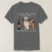 Lhasa Apso en wine Funny dog T-shirt (Design voorkant)
