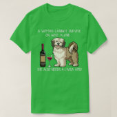 Lhasa Apso en wine Funny dog T-shirt (Design voorkant)