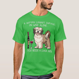 Lhasa Apso en wine Funny dog T-shirt
