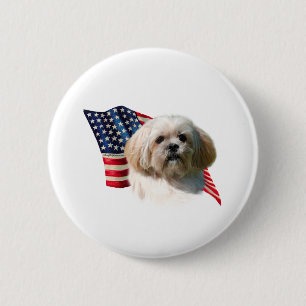 Lhasa Apso Flag Ronde Button 5,7 Cm