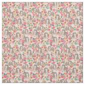Lhasa Apso floraalpastelroze Stof (Swatch)
