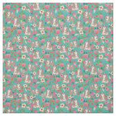 Lhasa Apso  floraalschildpadden Stof (Swatch)