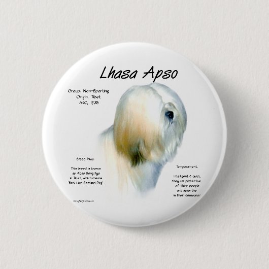 Lhasa Apso Geschiedenis Ontwerp Ronde Button 5,7 Cm (Voorkant)