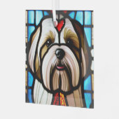 Lhasa Apso "Glas in lood" Glas Ornament (Voorkant links)