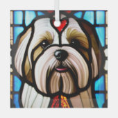 Lhasa Apso "Glas in lood" Glas Ornament (Voorkant)