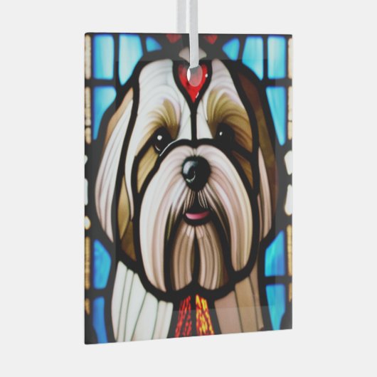 Lhasa Apso "Glas in lood" Glas Ornament (Voorkant Rechts)