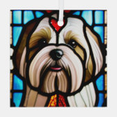 Lhasa Apso "Glas in lood" Glas Ornament (Achterkant)