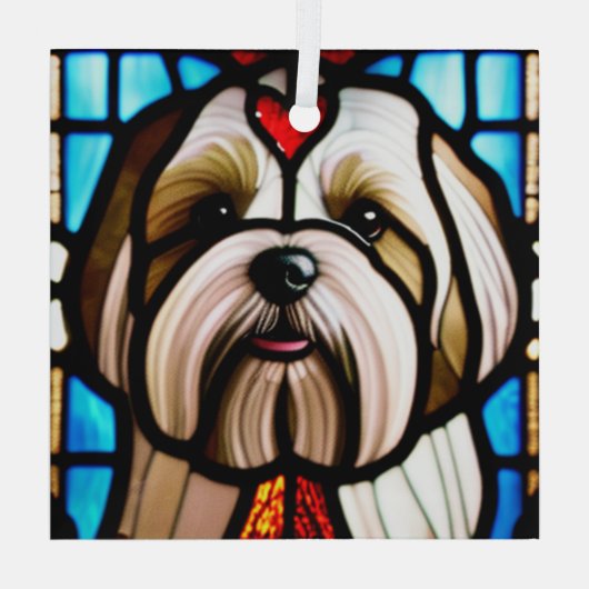 Lhasa Apso "Glas in lood" Glas Ornament (Achterkant)
