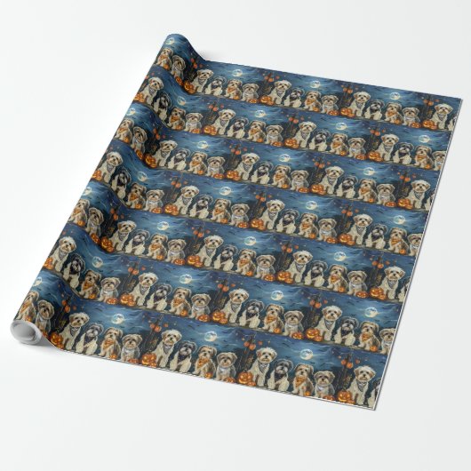Lhasa Apso Halloween Griezelig Cadeaupapier (Uitgerold)