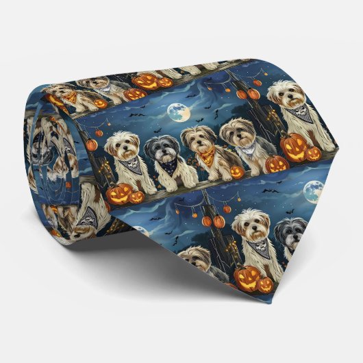 Lhasa Apso Halloween Spoken Stropdas (Opgerold)