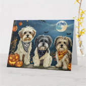Lhasa Apso Halloween Spooky Kaart (Gele Bloem)